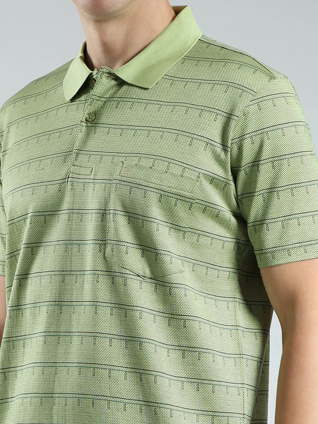 Luxuria Men Green Stripe Collar Half Sleeve T-Shirt - Image 6