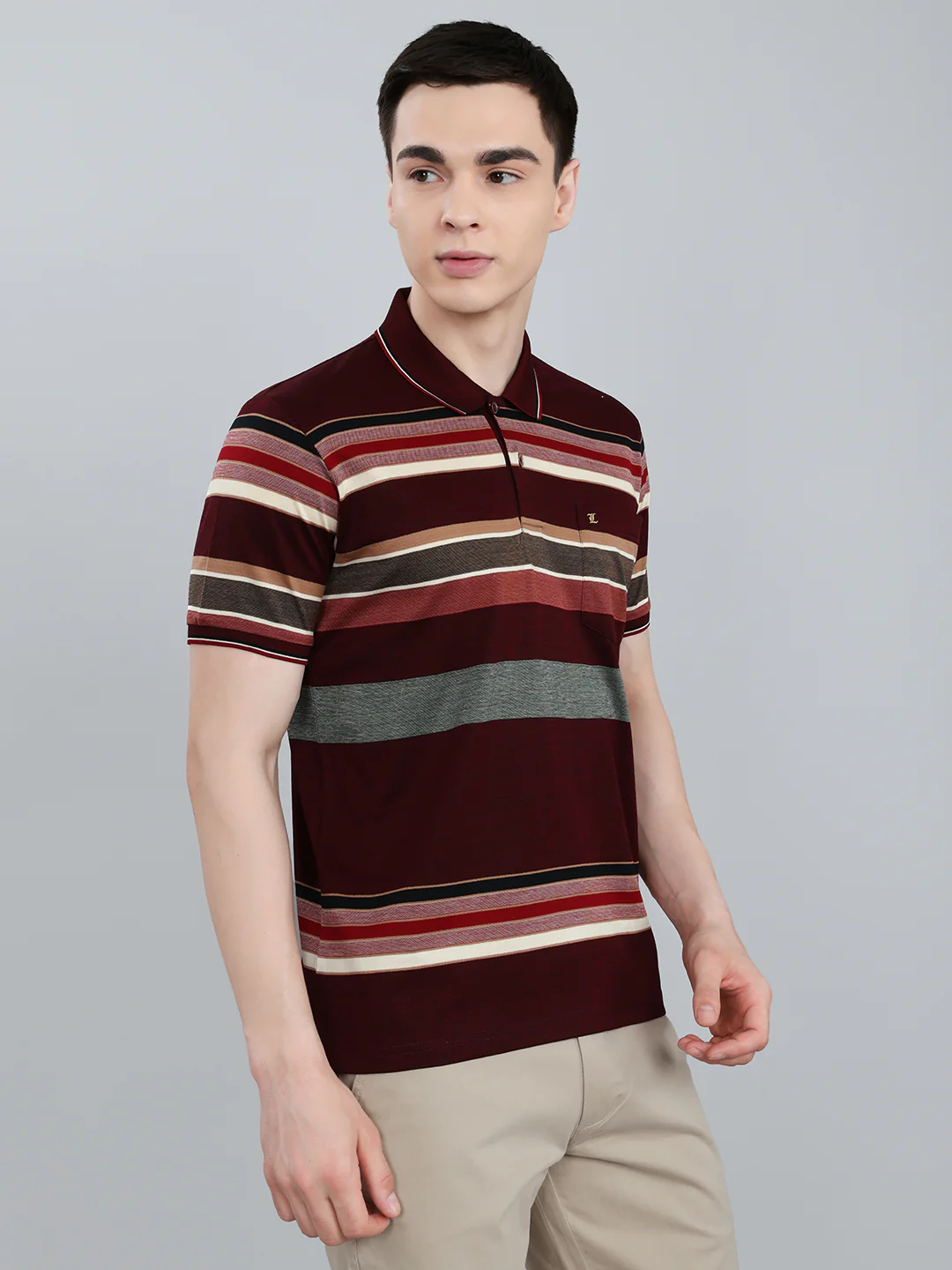 Luxuria Men Maroon Printed Collar Half Sleeve T-Shirt - Image 2