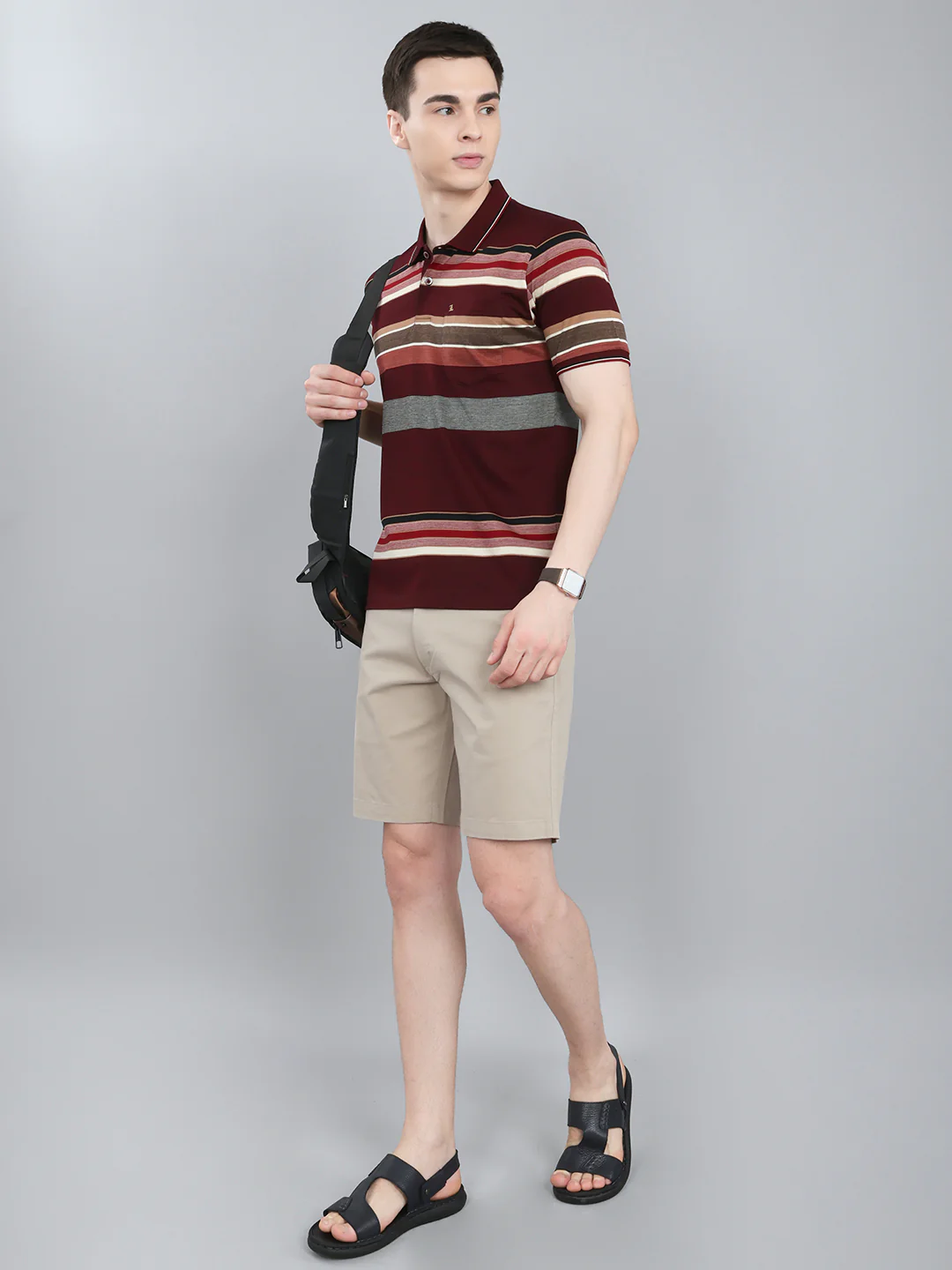 Luxuria Men Maroon Printed Collar Half Sleeve T-Shirt - Image 5