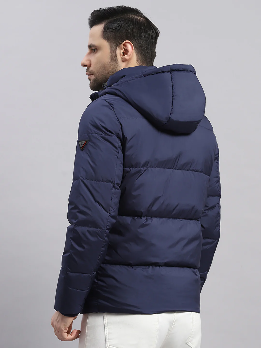 Luxuria Men Navy Blue Compressible Duck Down Hooded Jacket - Image 5