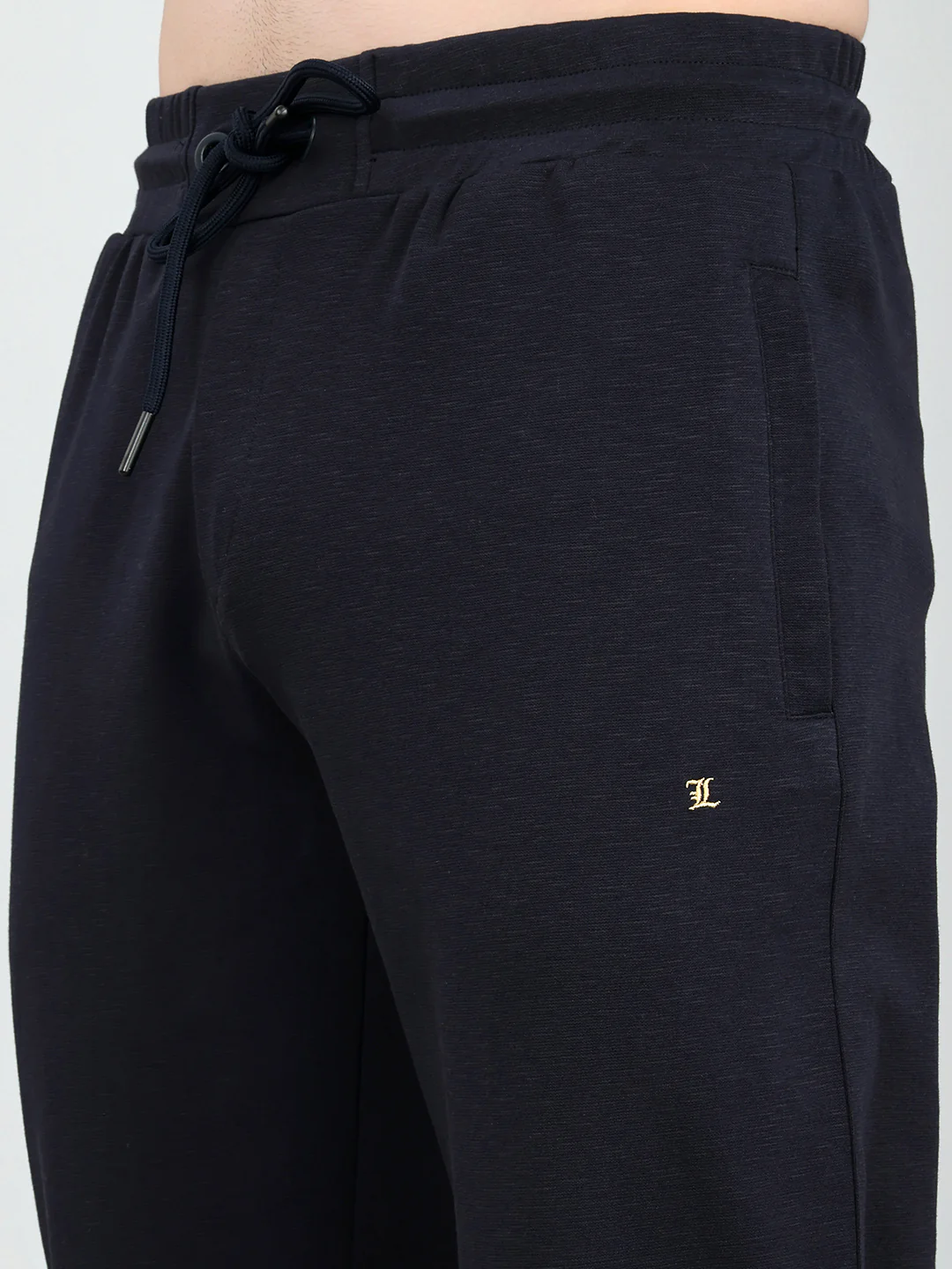 Luxuria Men Navy Blue Solid Regular Fit Lower - Image 4