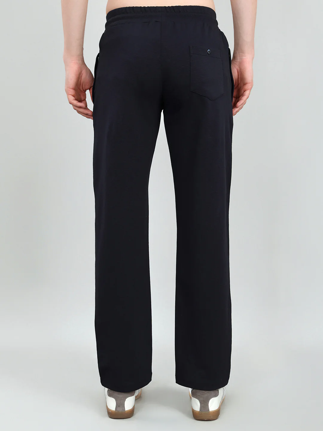 Luxuria Men Navy Blue Solid Regular Fit Lower - Image 5