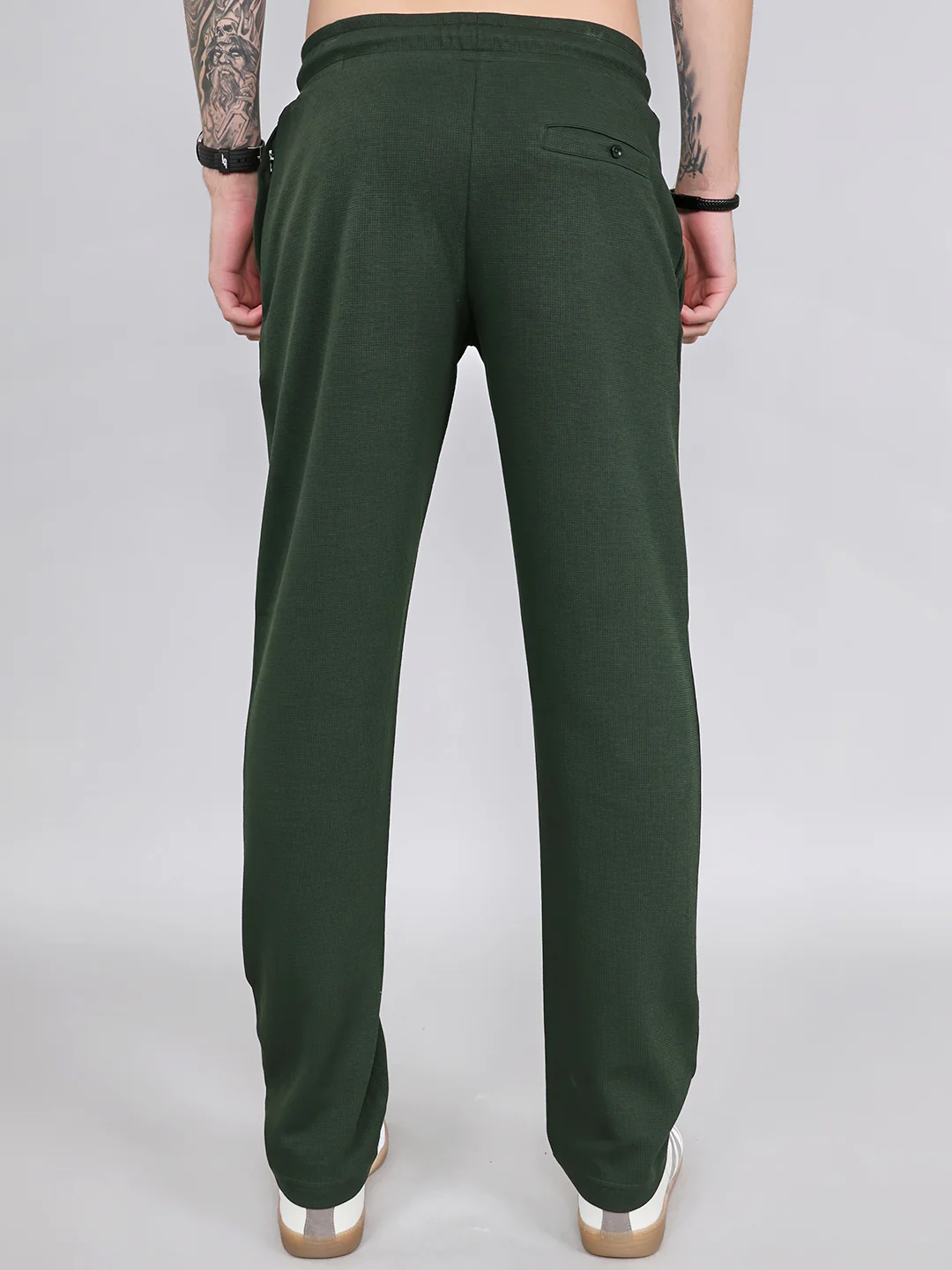 Luxuria Men Olive Solid Regular Fit Lower - Image 4
