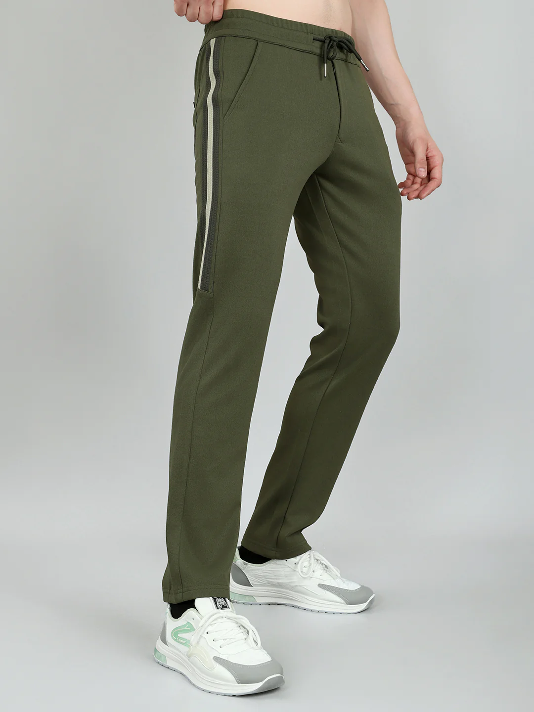 Luxuria Men Olive Solid Regular Fit Lower - Image 3