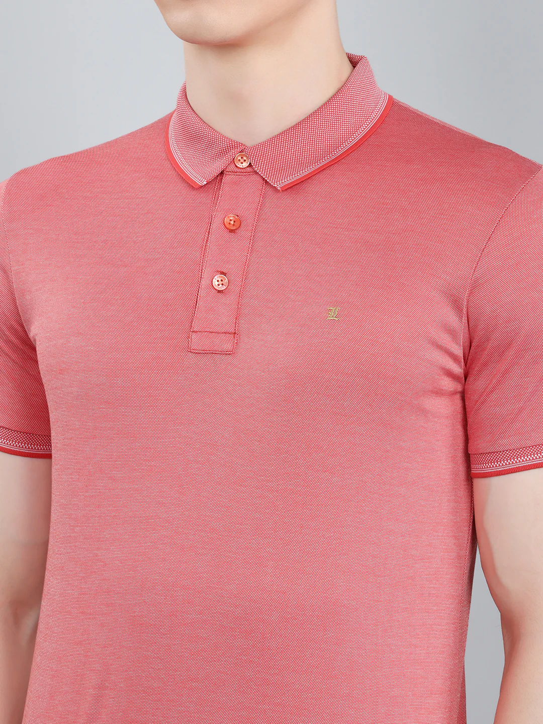 Luxuria Men Pink Solid Collar Half Sleeve T-Shirt - Image 4