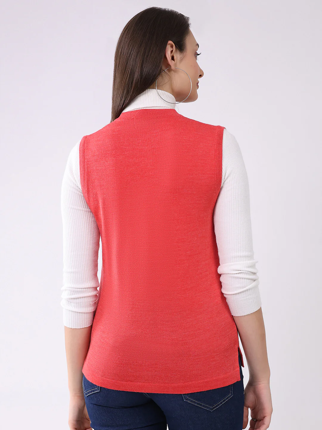 Luxuria Women Pink Solid V Neck Sleeveless Cardigan - Image 5
