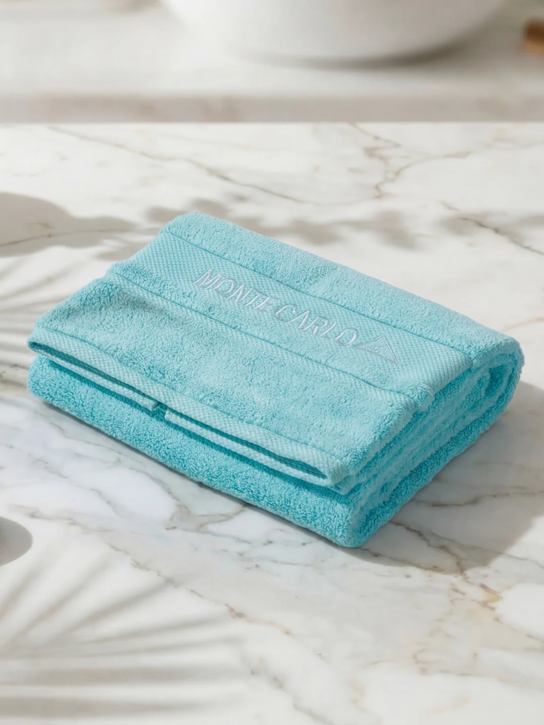 Luxury Aqua Blue 100% Cotton Solid 625 GSM Bath Towel Eusapia 1 Pc Box Pack - Image 2