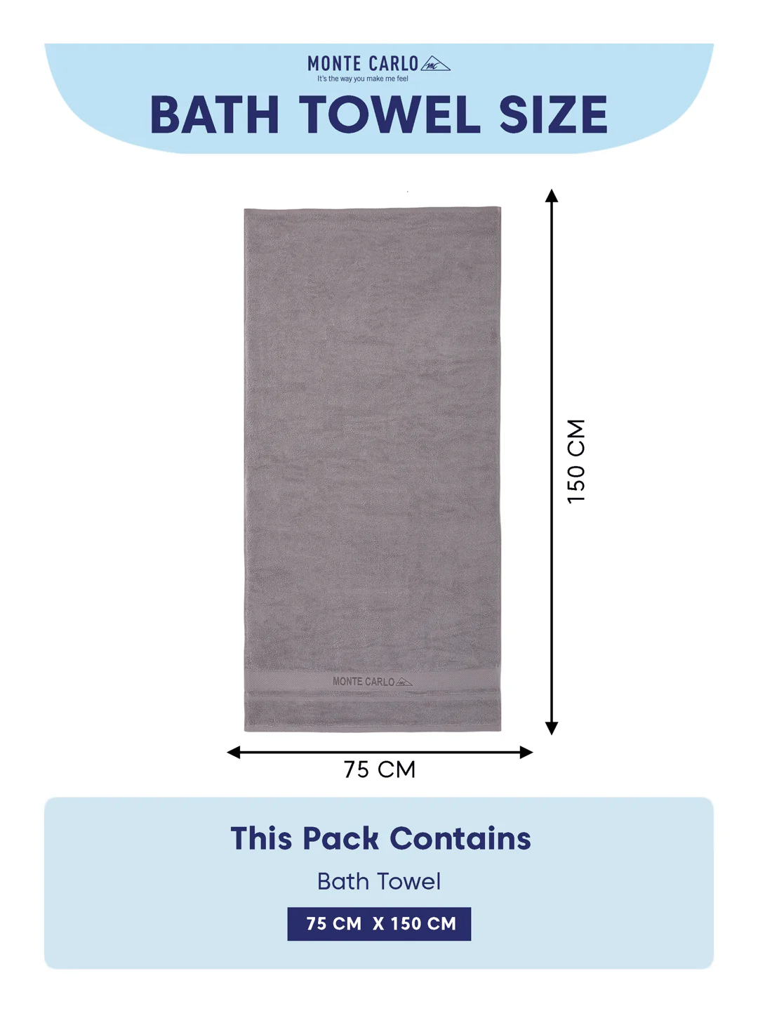 Luxury Light Grey 100% Cotton Solid 625 GSM Bath Towel Eusapia 1 Pc Box Pack - Image 8
