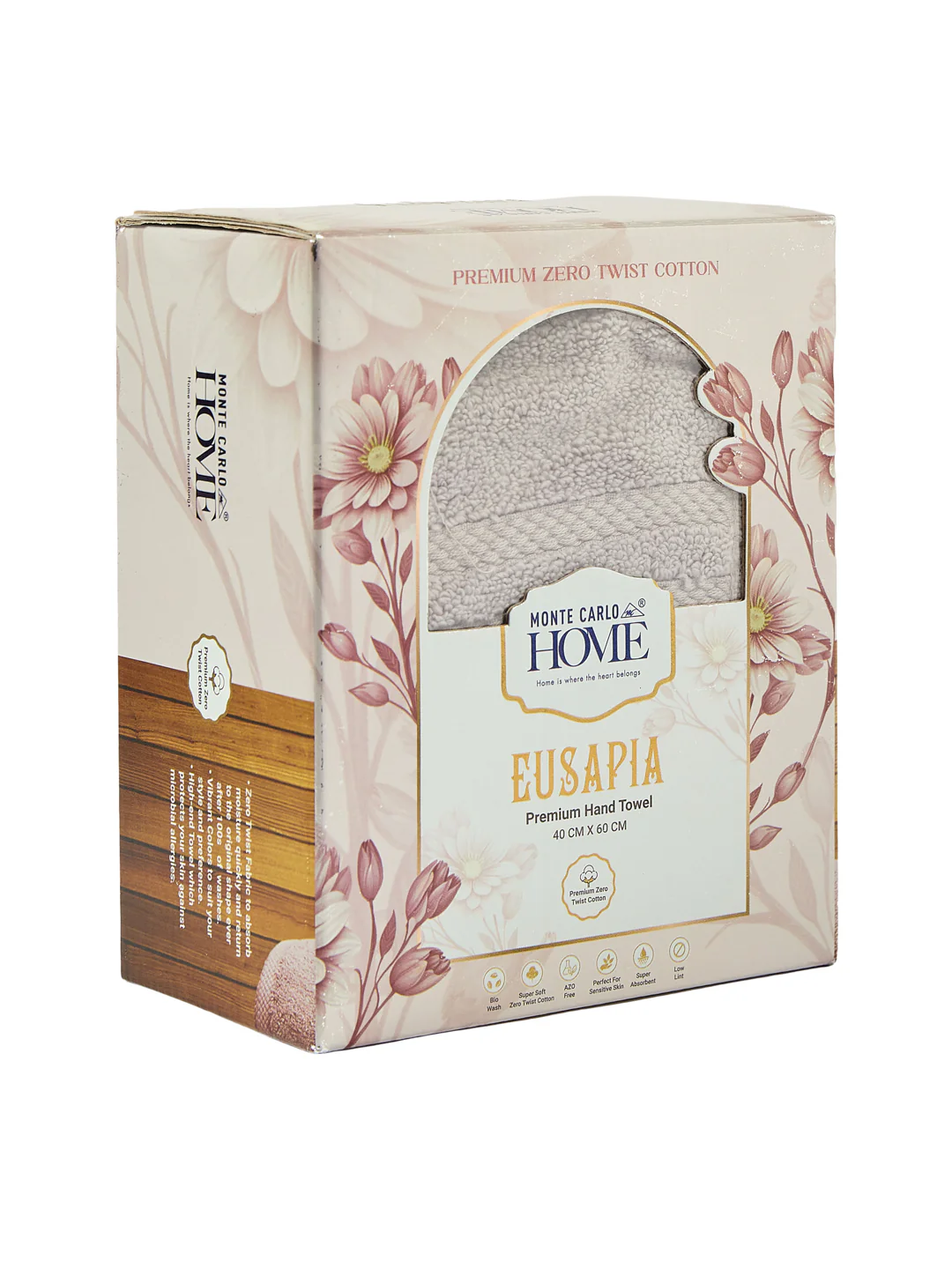 Luxury Light Grey 100% Cotton Solid 625 GSM Hand Towel Eusapia 2 Pc Set Box Pack - Image 11