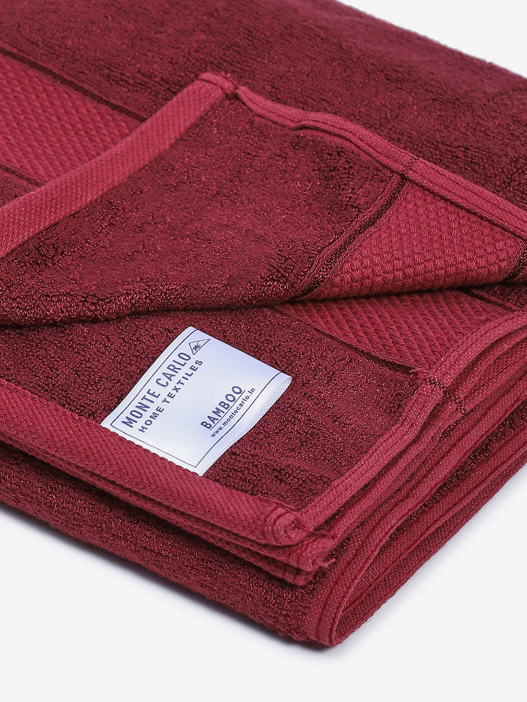 Maroon Bamboo Solid 600 GSM Bath Towel (Bamboo) - Image 3