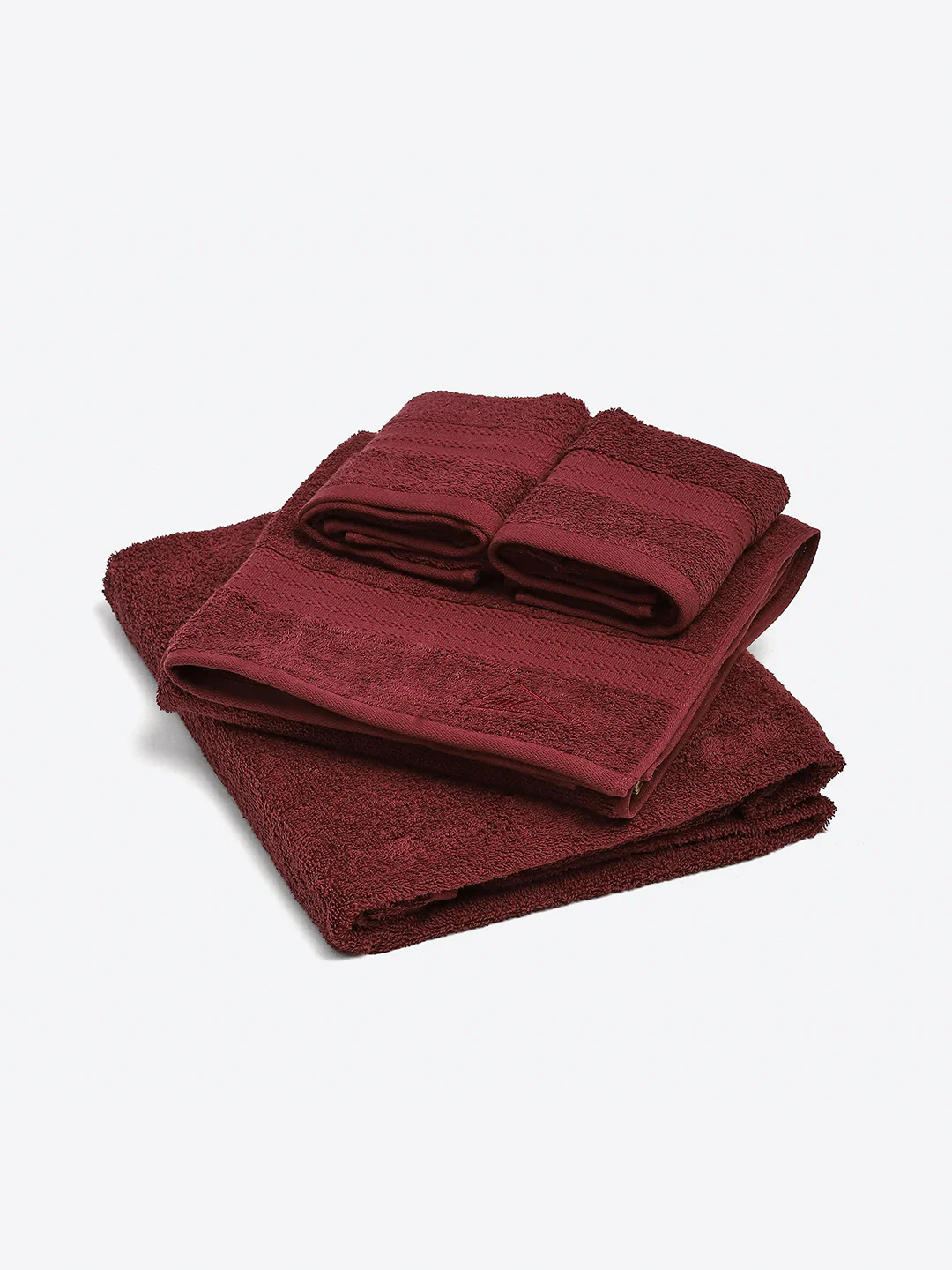 Maroon Cotton Solid 380 GSM 2 Bath Towel & 2 Hand Towel - Image 2
