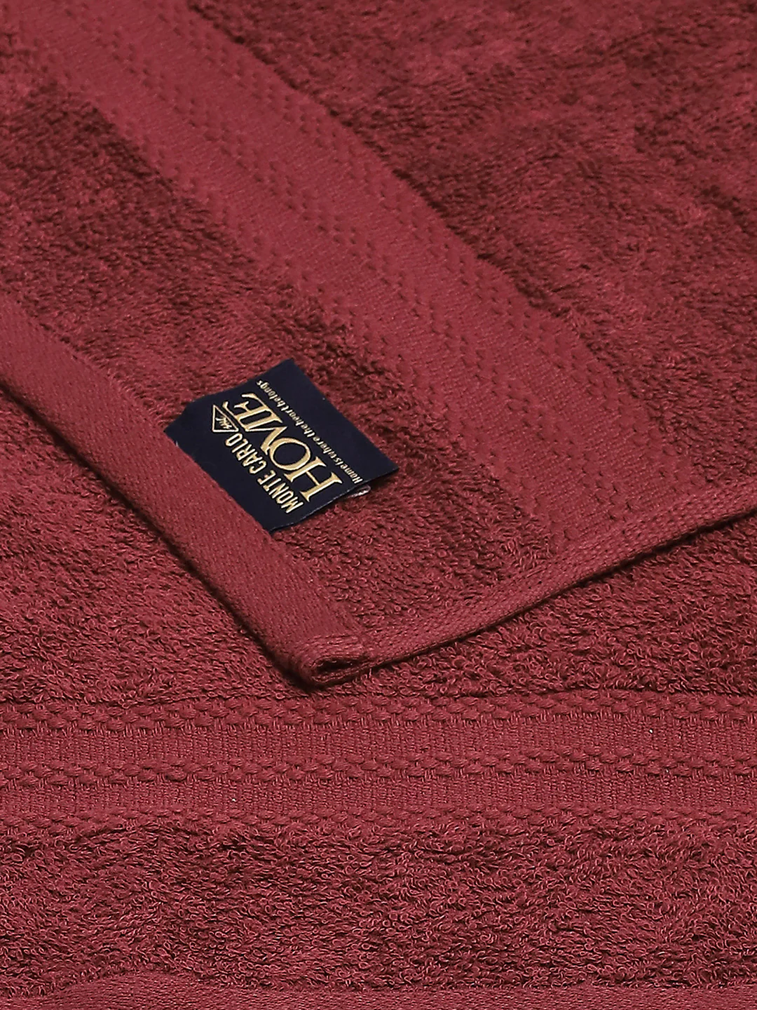 Maroon Cotton Solid 380 GSM 2 Bath Towel & 2 Hand Towel - Image 3