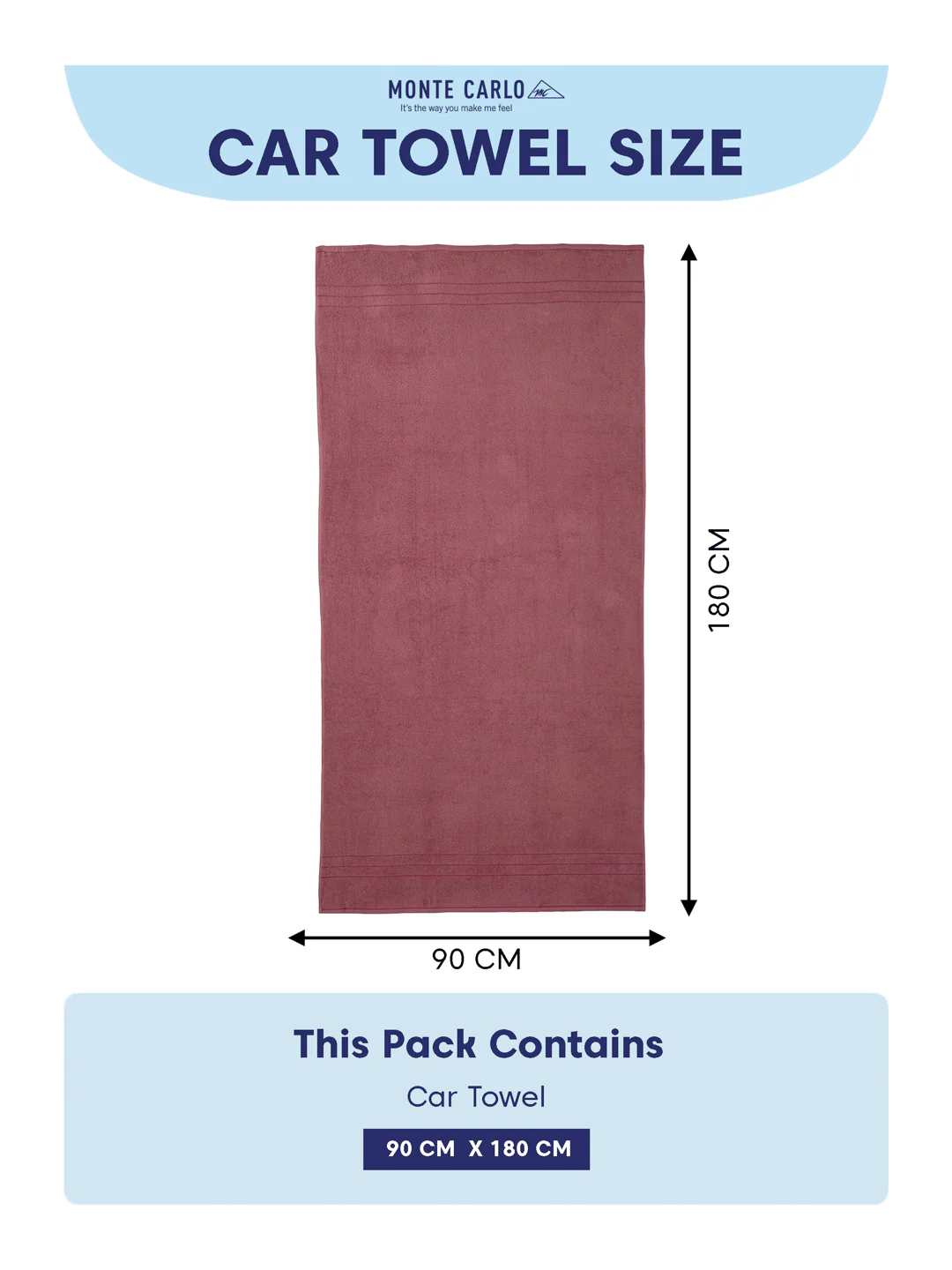 Mauve Pure Cotton Solid 340 GSM Car Towel 1 Piece (Soho Collection) - Image 7