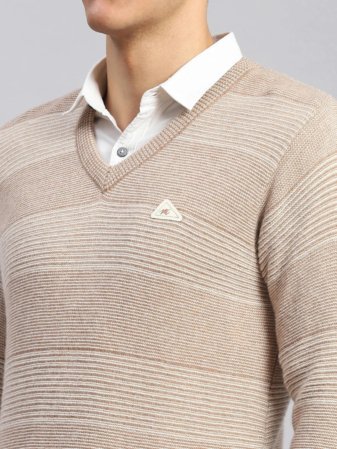 Men Beige Jaquard Lamb wool Pullover - Image 6