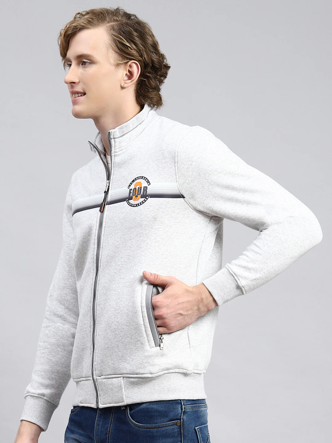 Men Beige Plain Sweatshirt - Image 4