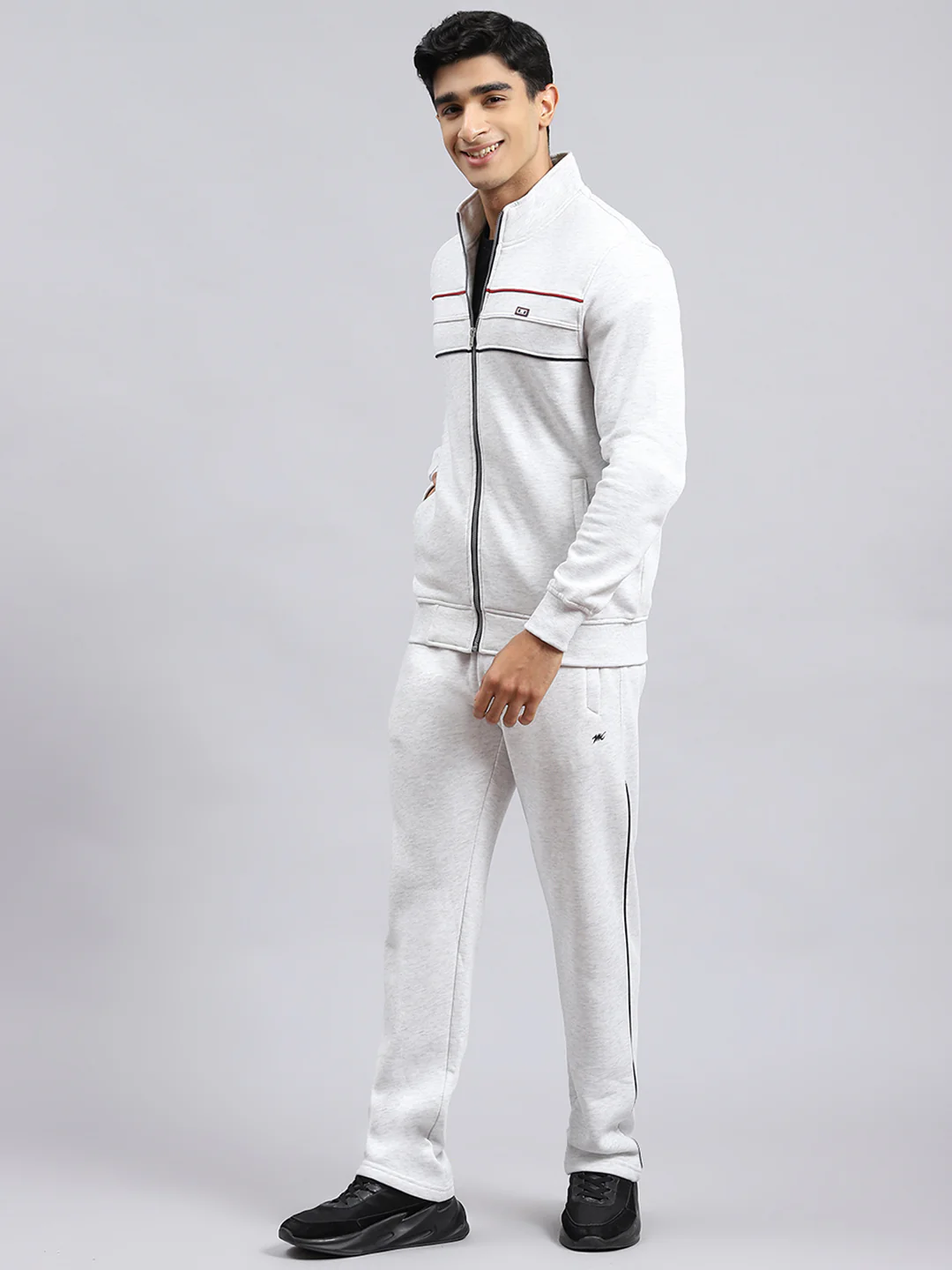 Men Beige Plain Tracksuit - Image 4