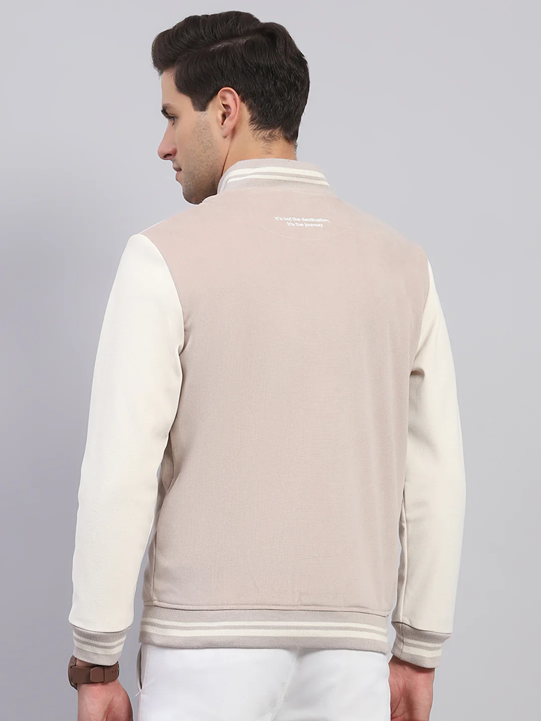 Rock.it Men Beige Printed Mock Neck Full Sleeve Sweatshirt - Image 5