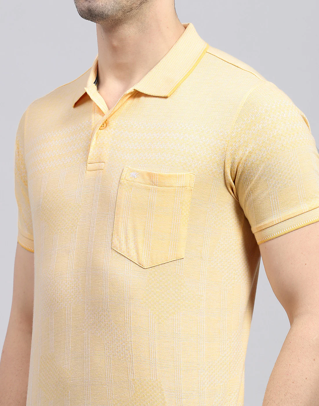 Men Beige Printed Polo Collar Half Sleeve T-Shirt - Image 6