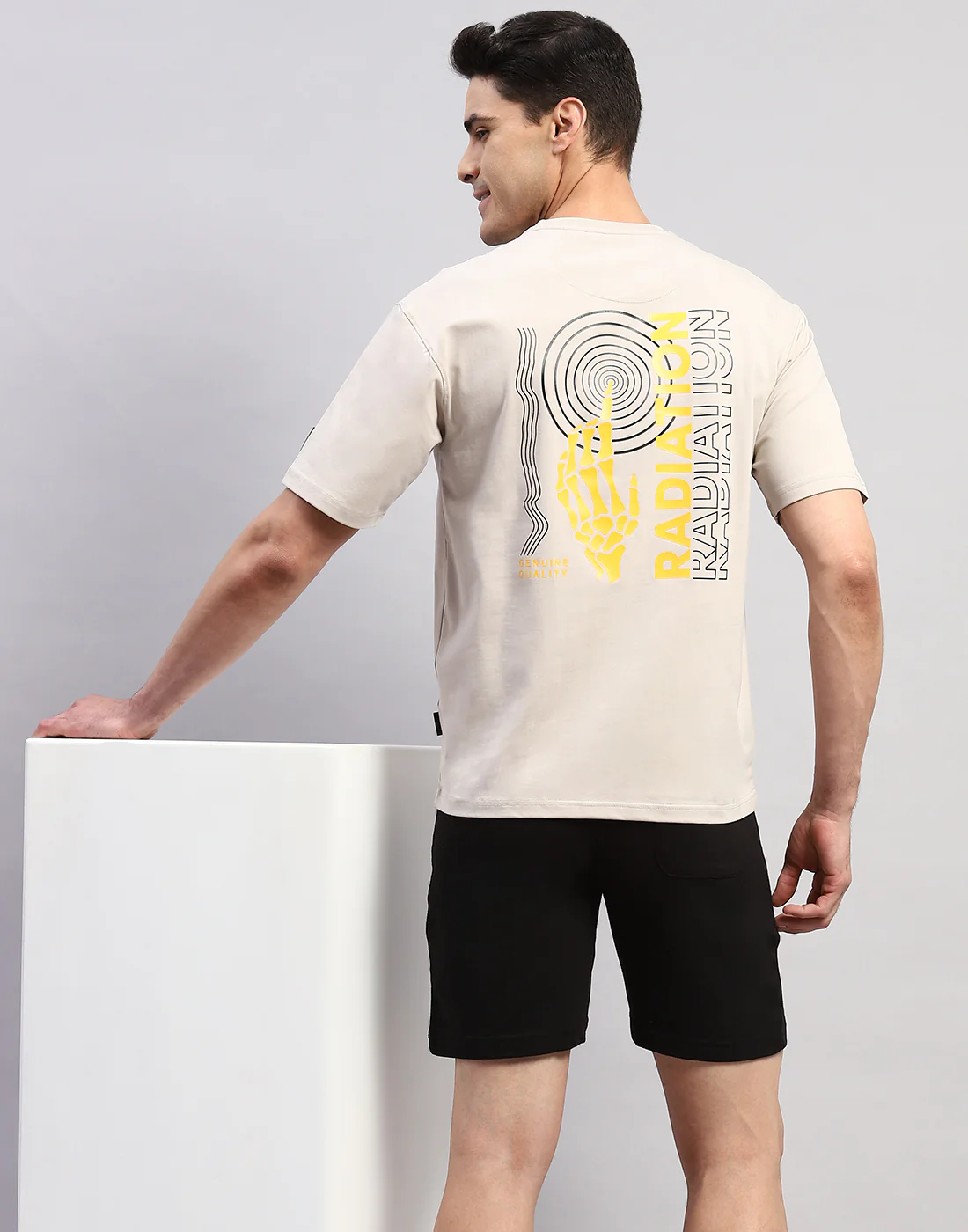Rock.it Men Beige Printed Round Neck Half Sleeve T-Shirt - Image 2