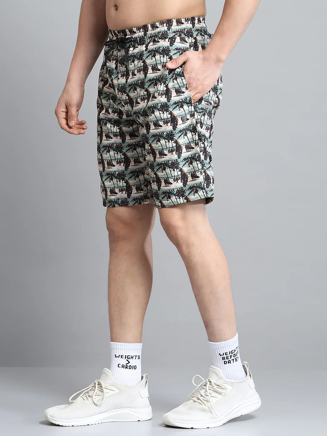 Men Beige Printed Short - Image 3