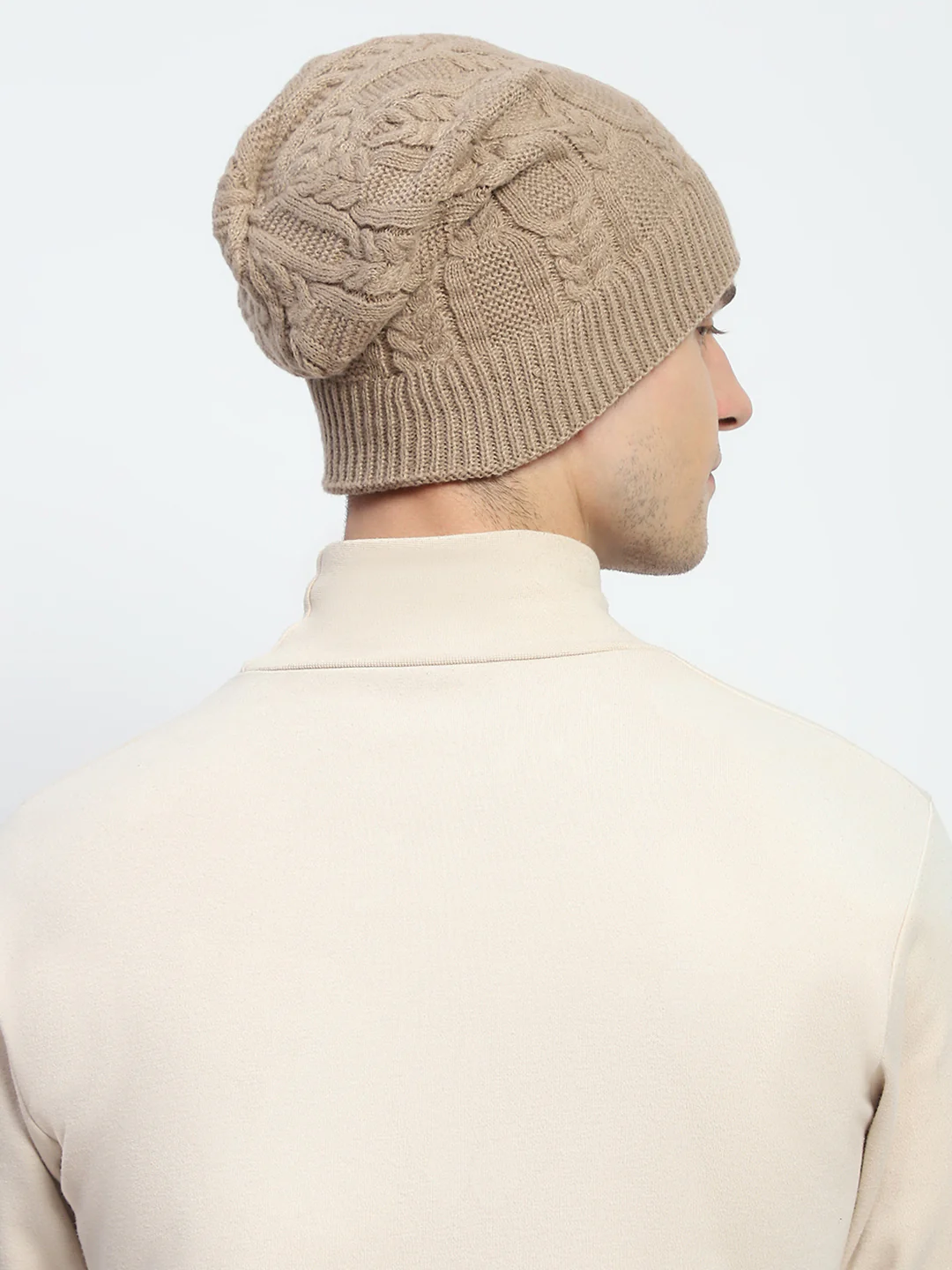 Men Beige Self Design Cap - Image 5