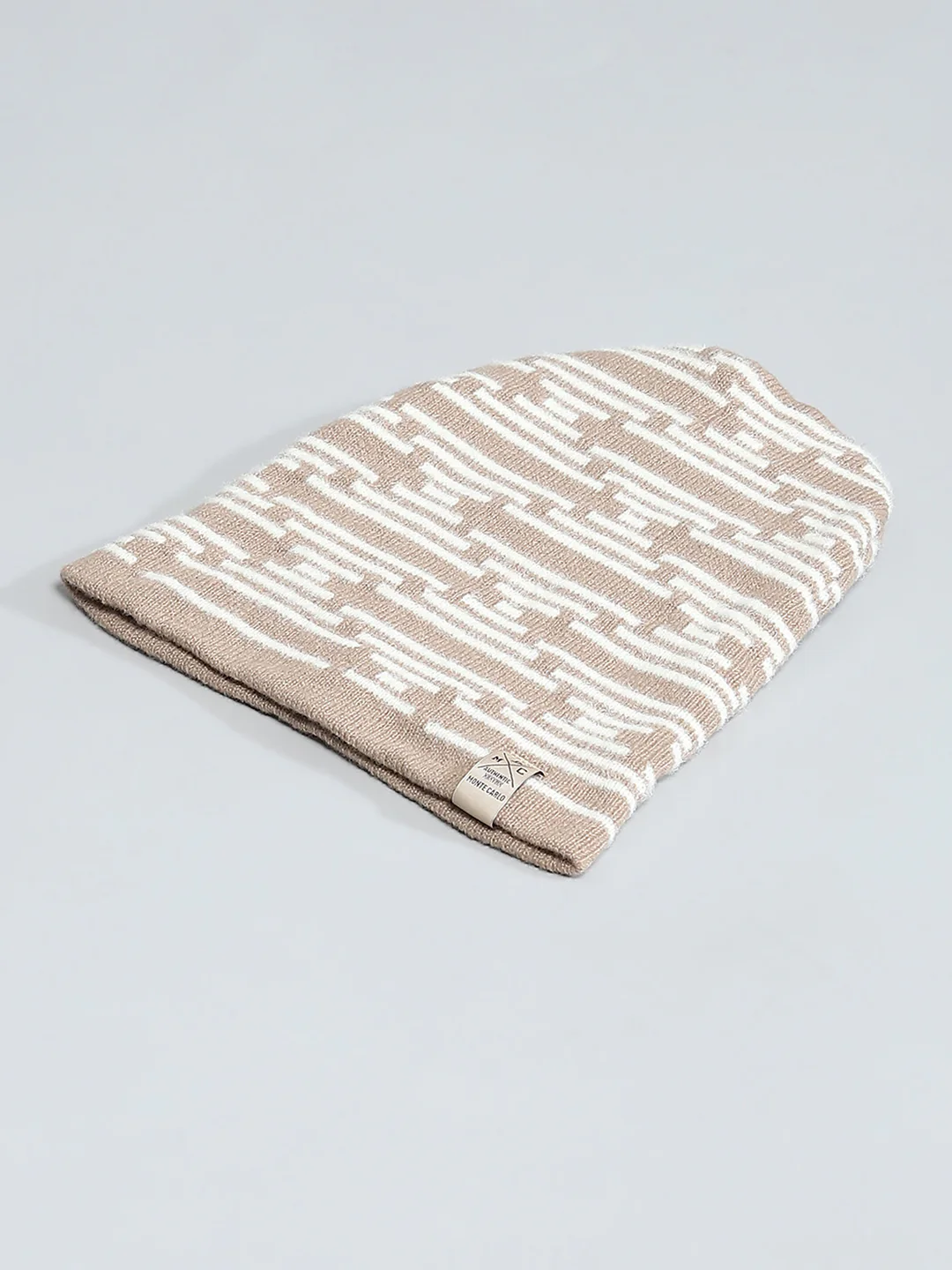 Men Beige Self Design Cap - Image 6