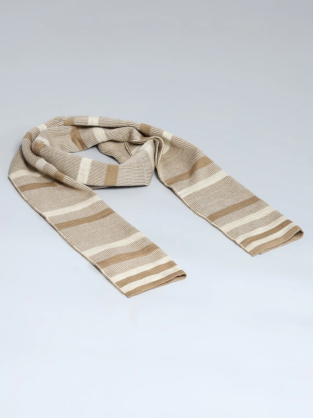 Men Beige Self Design Muffler - Image 6