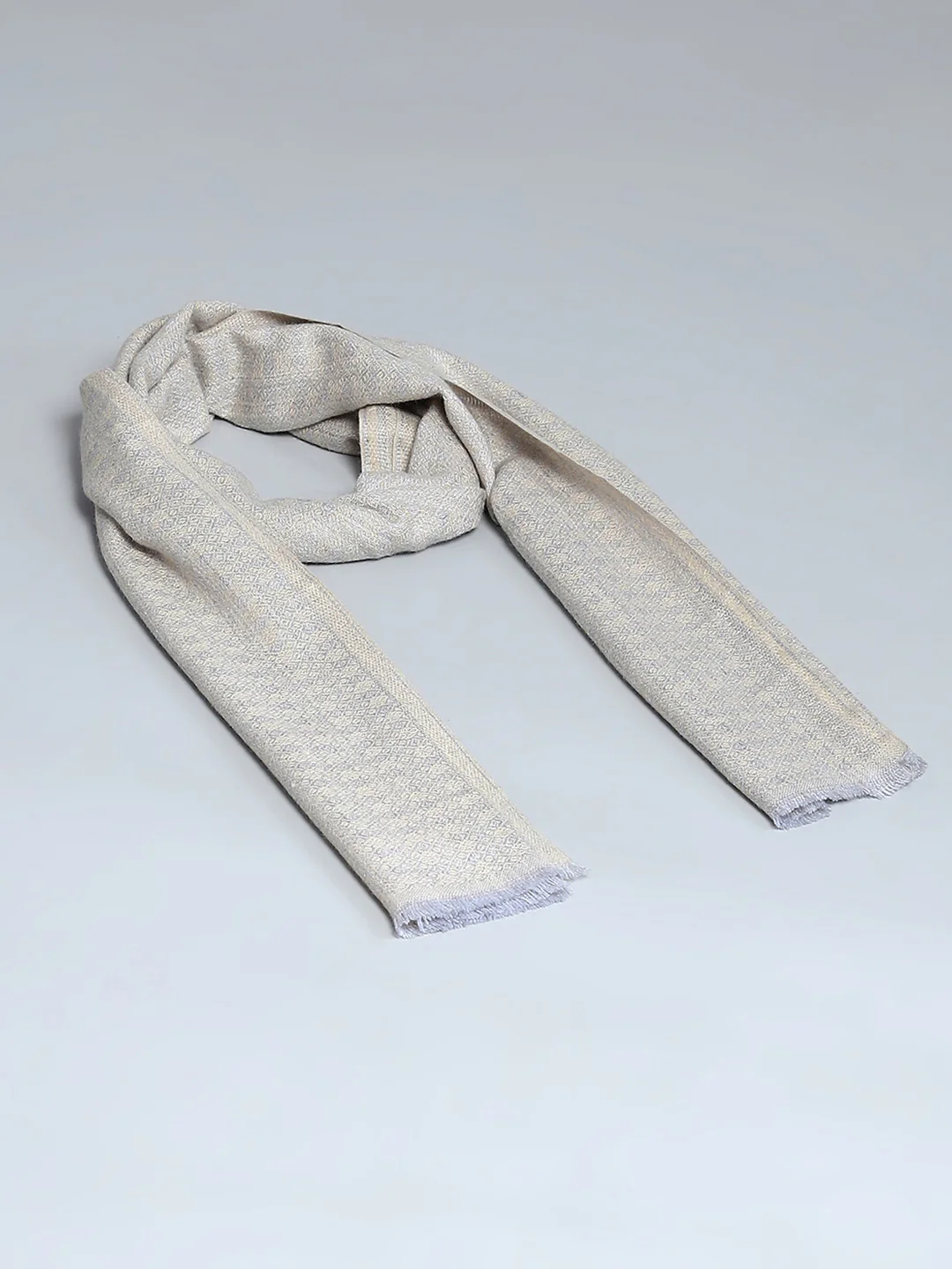 Men Beige Self Design Muffler - Image 6
