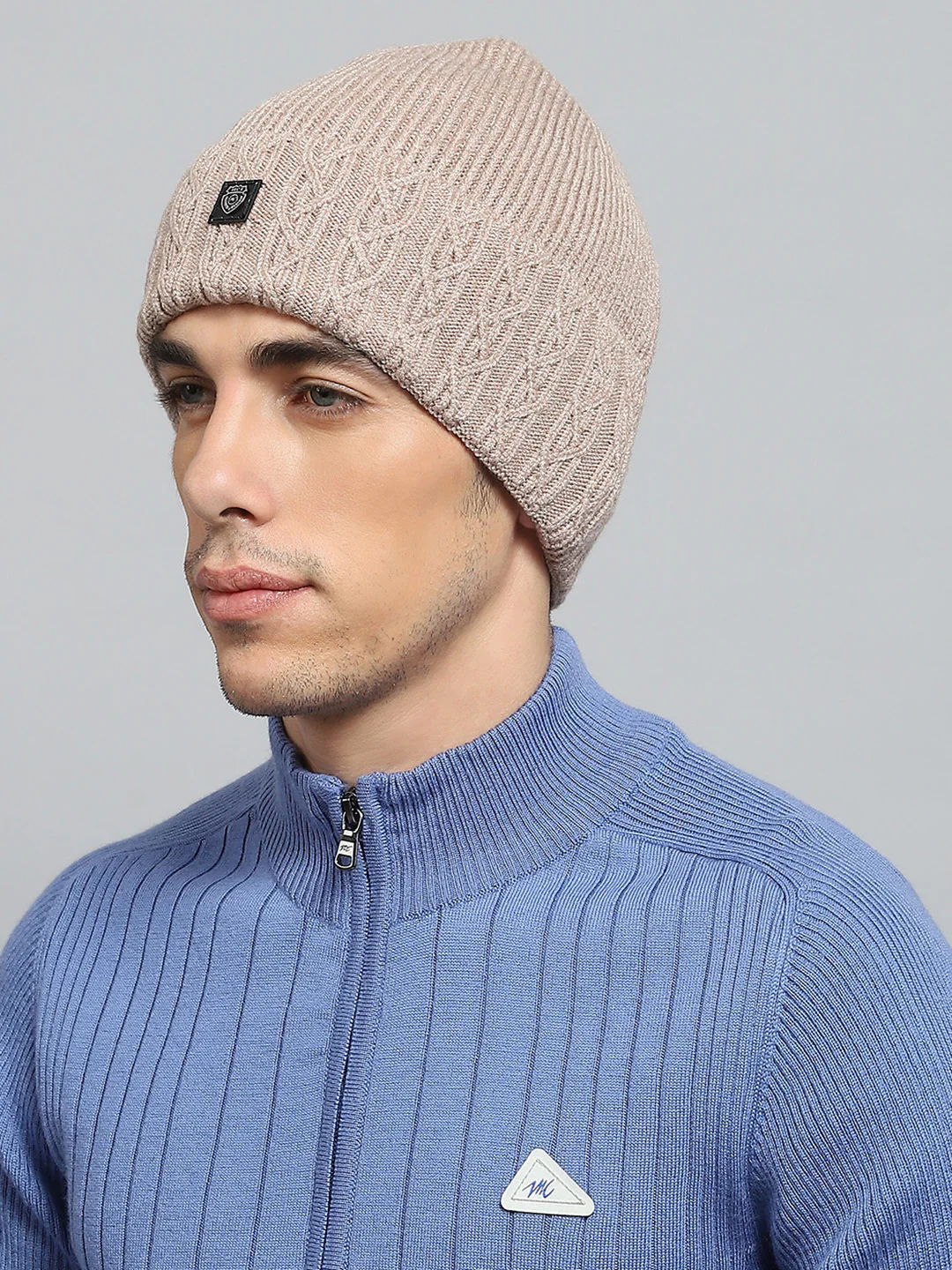 Men Beige Solid Cap - Image 3