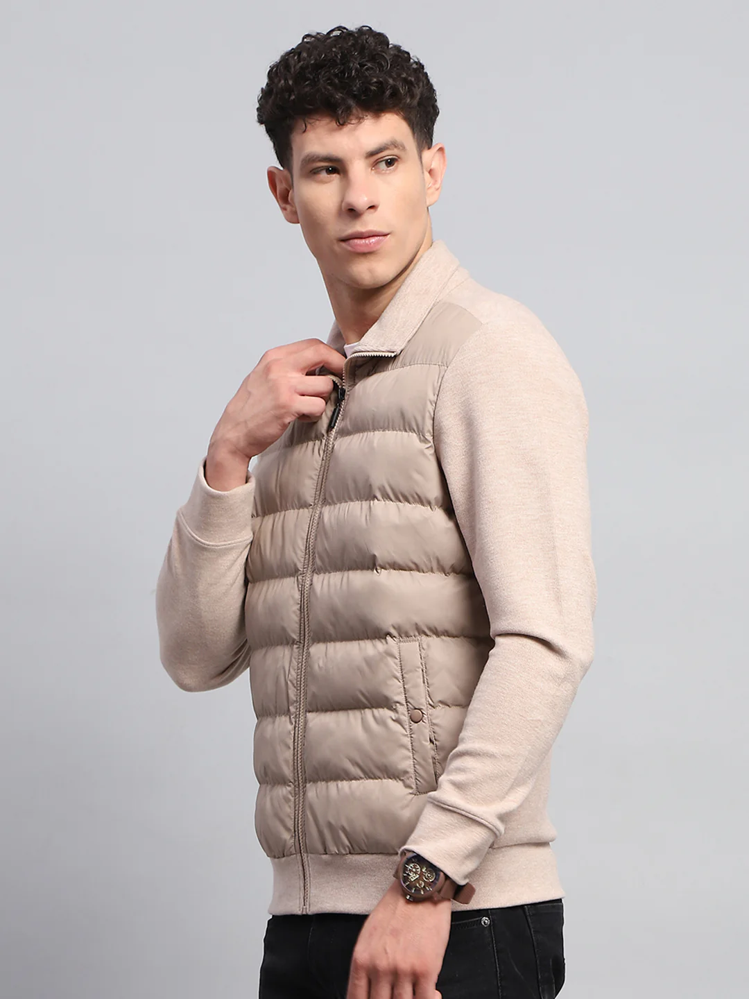 Rock.it Men Beige Solid Collar Full Sleeve Jacket - Image 3