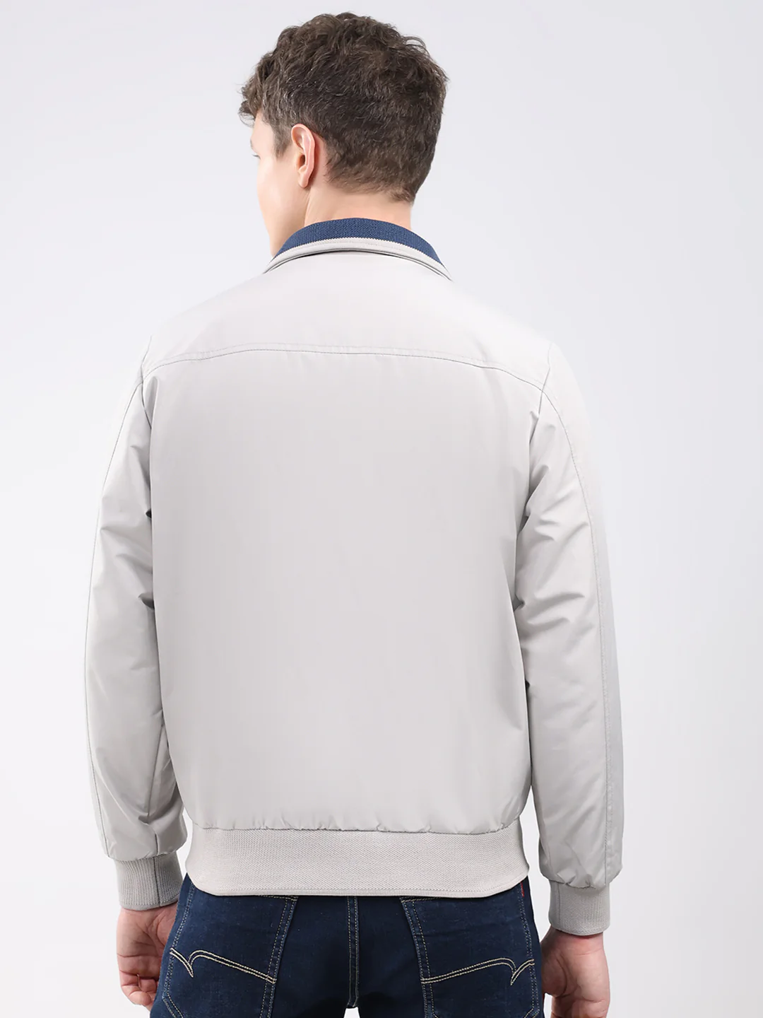 Men Beige Solid Collar Full Sleeve Jacket - Image 5