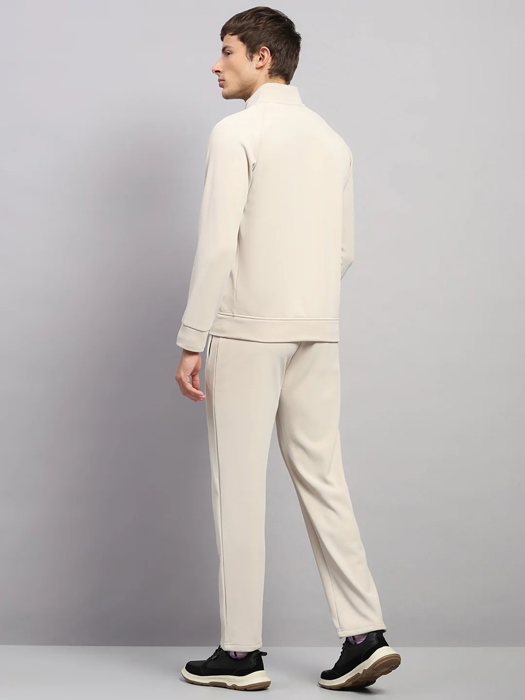 Luxuria Men Beige Solid Collar Full Sleeve Winter Tracksuit - Image 5
