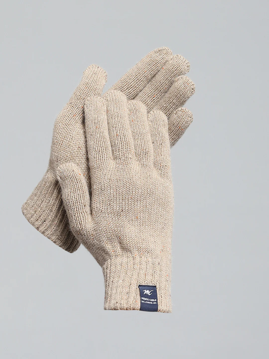 Men Beige Solid Gloves - Image 2