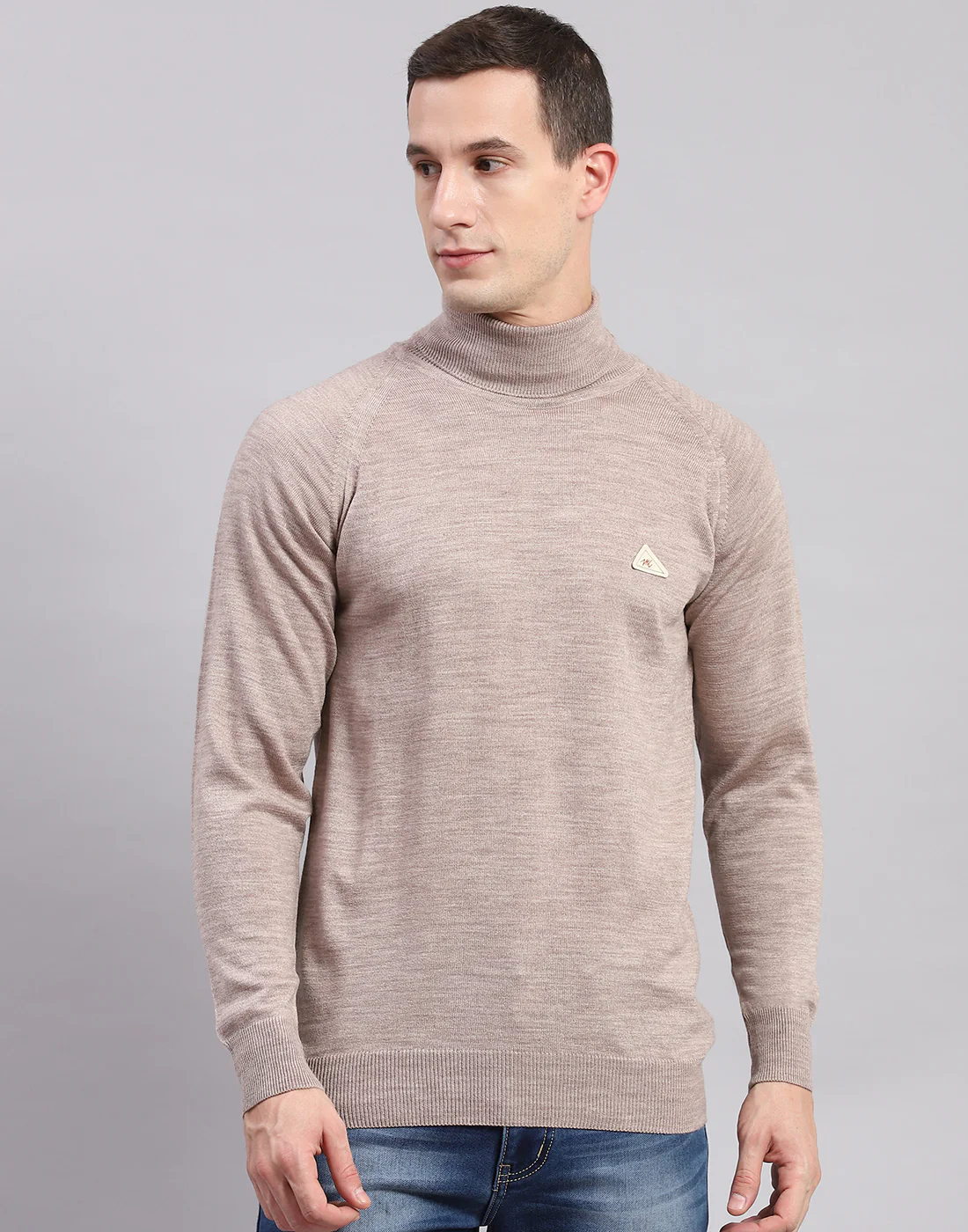 Men Beige Solid H Neck Full Sleeve Sweaters/Pullovers - Image 3