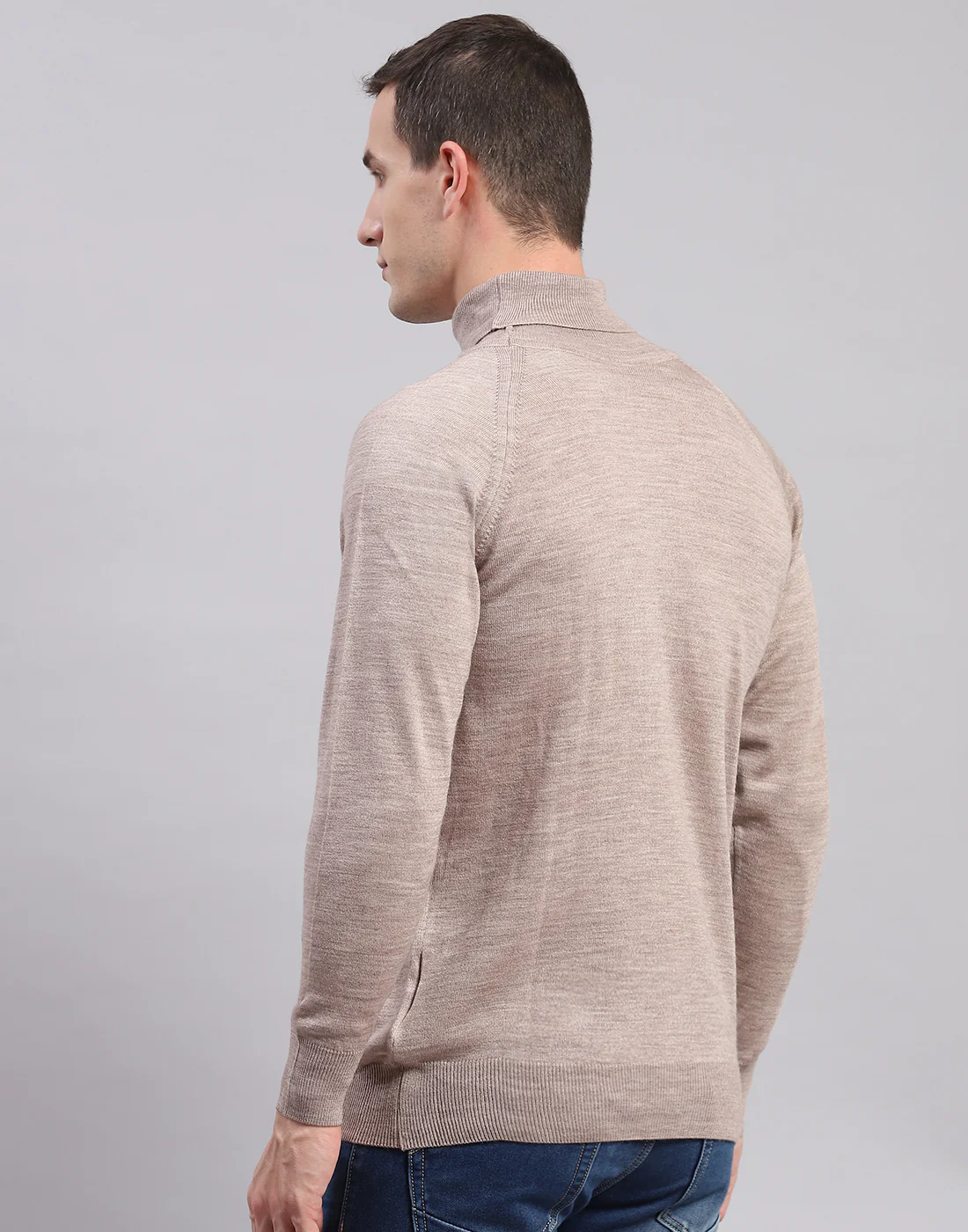 Men Beige Solid H Neck Full Sleeve Sweaters/Pullovers - Image 6