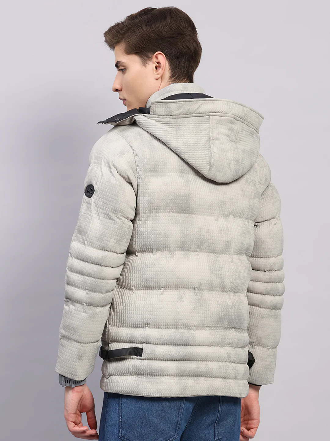 Men Beige Solid Hooded Full Sleeve Jacket - Image 5
