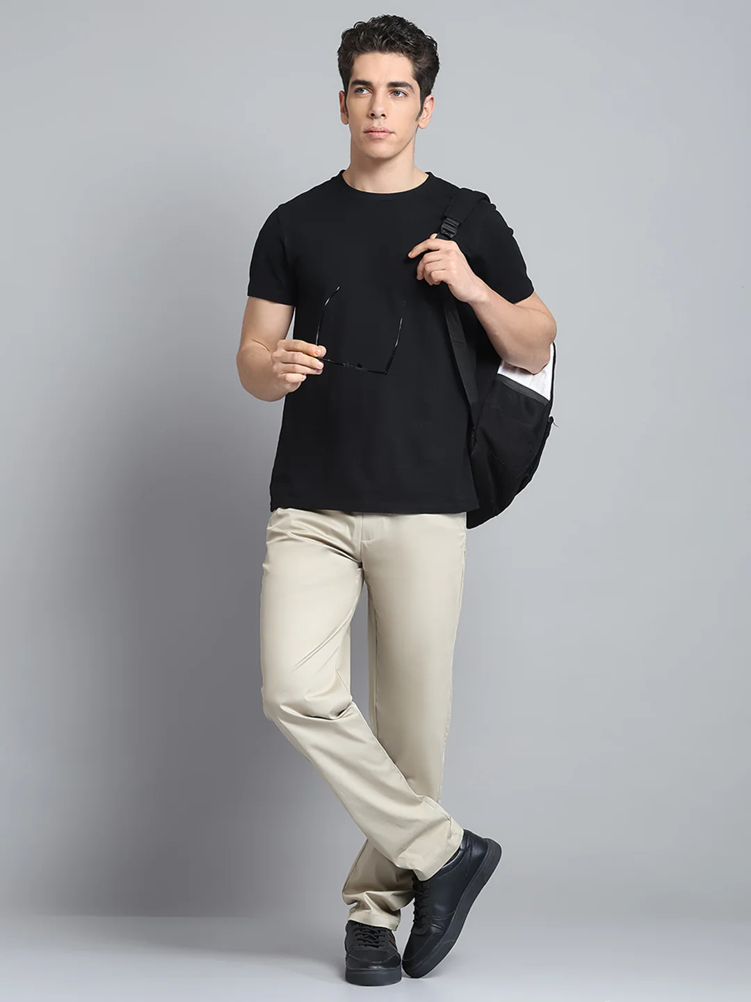 Men Beige Solid Regular Fit Lower - Image 2