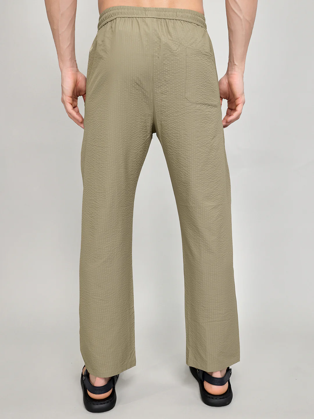 Men Beige Solid Regular Fit Lower - Image 4