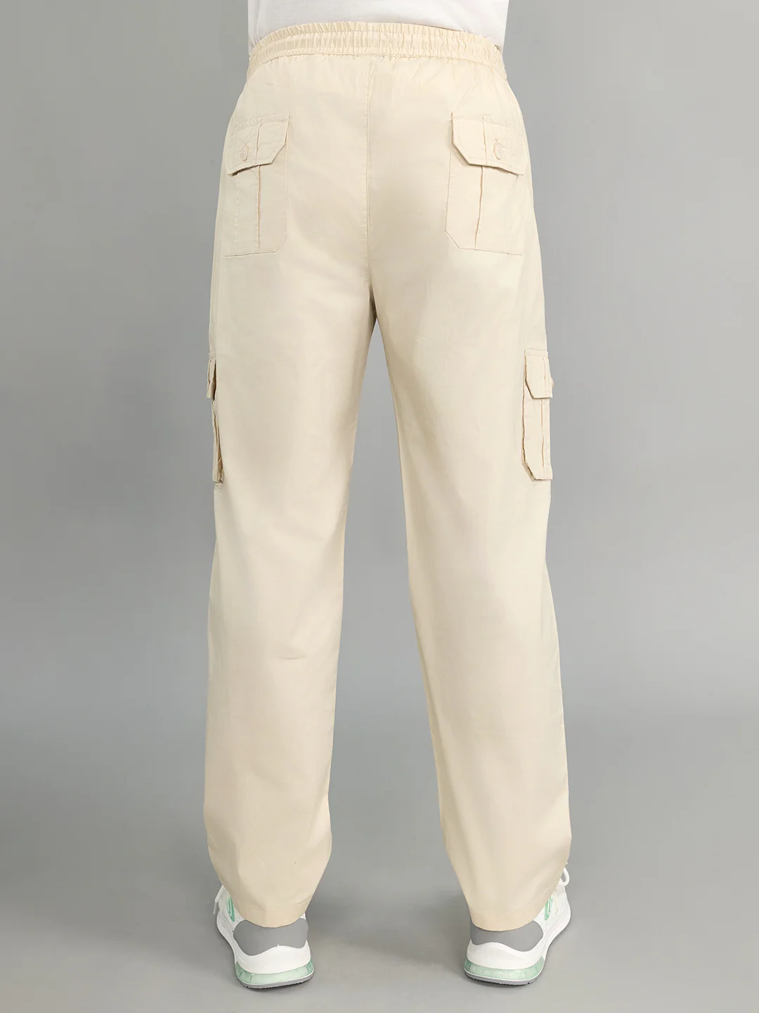 Men Beige Solid Regular Fit Lower - Image 4
