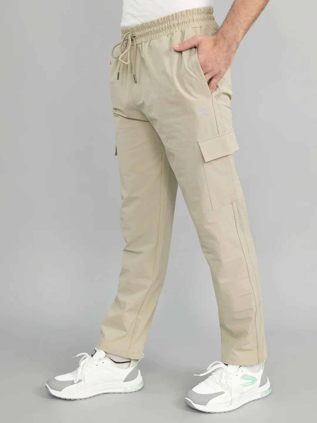 Men Beige Solid Regular Fit Lower - Image 3
