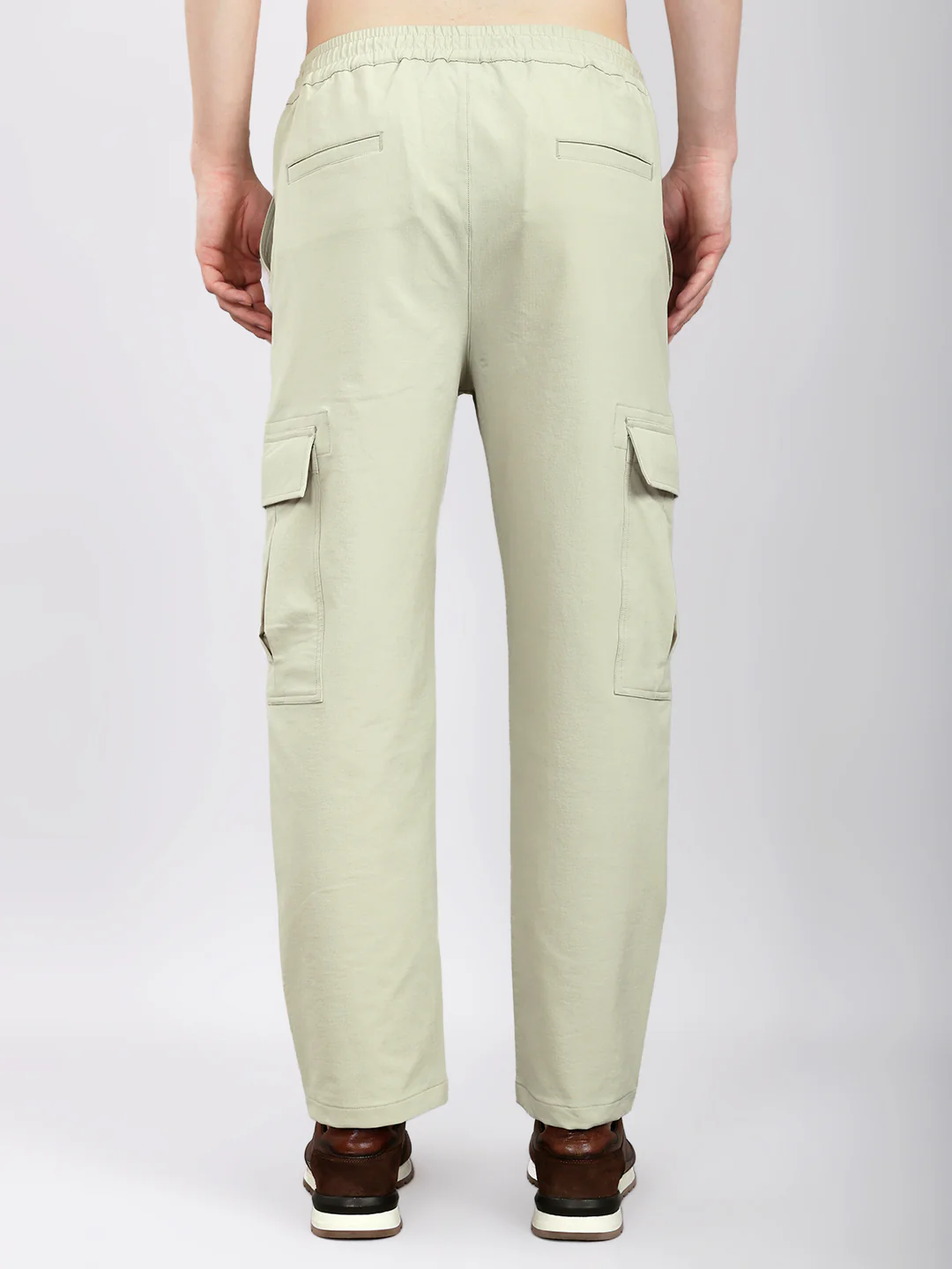 Men Beige Solid Regular Fit Lower - Image 5