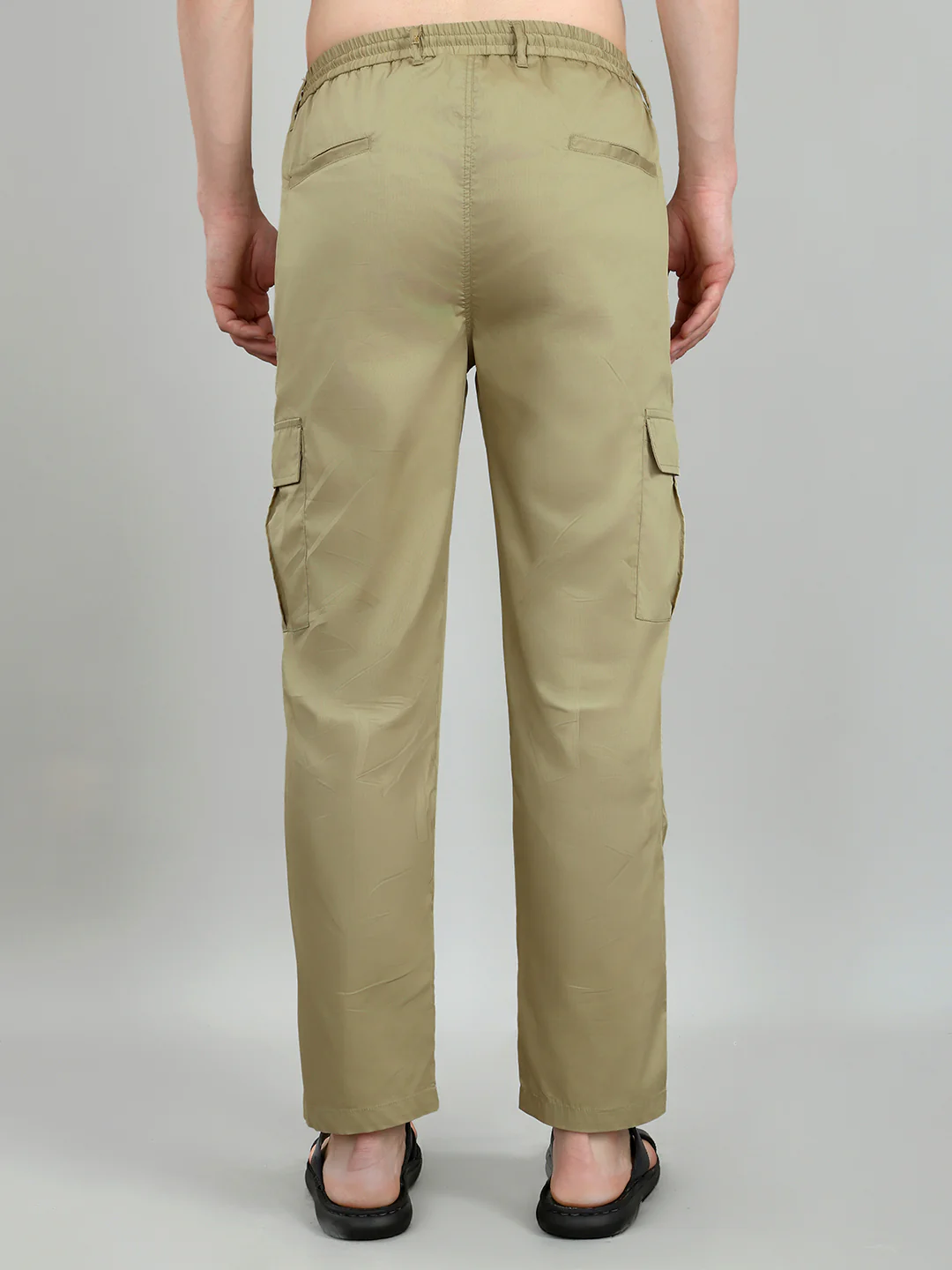 Men Beige Solid Regular Fit Lower - Image 5