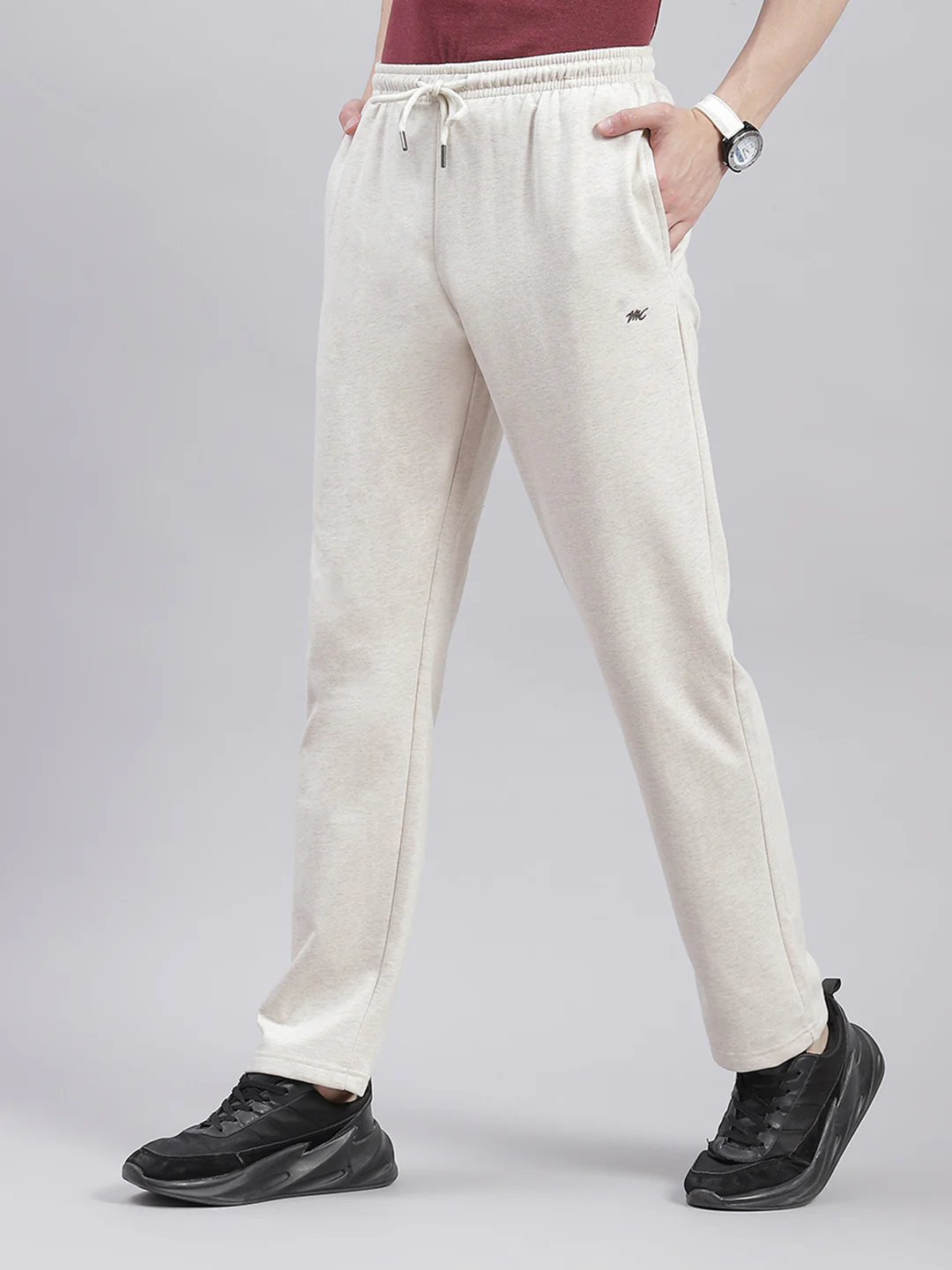 Men Beige Solid Regular Fit Winter Lowers - Image 3