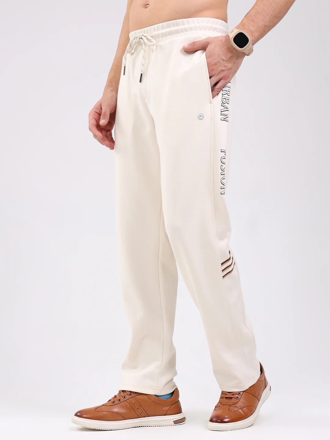 Men Beige Solid Regular Fit Winter Lower - Image 3