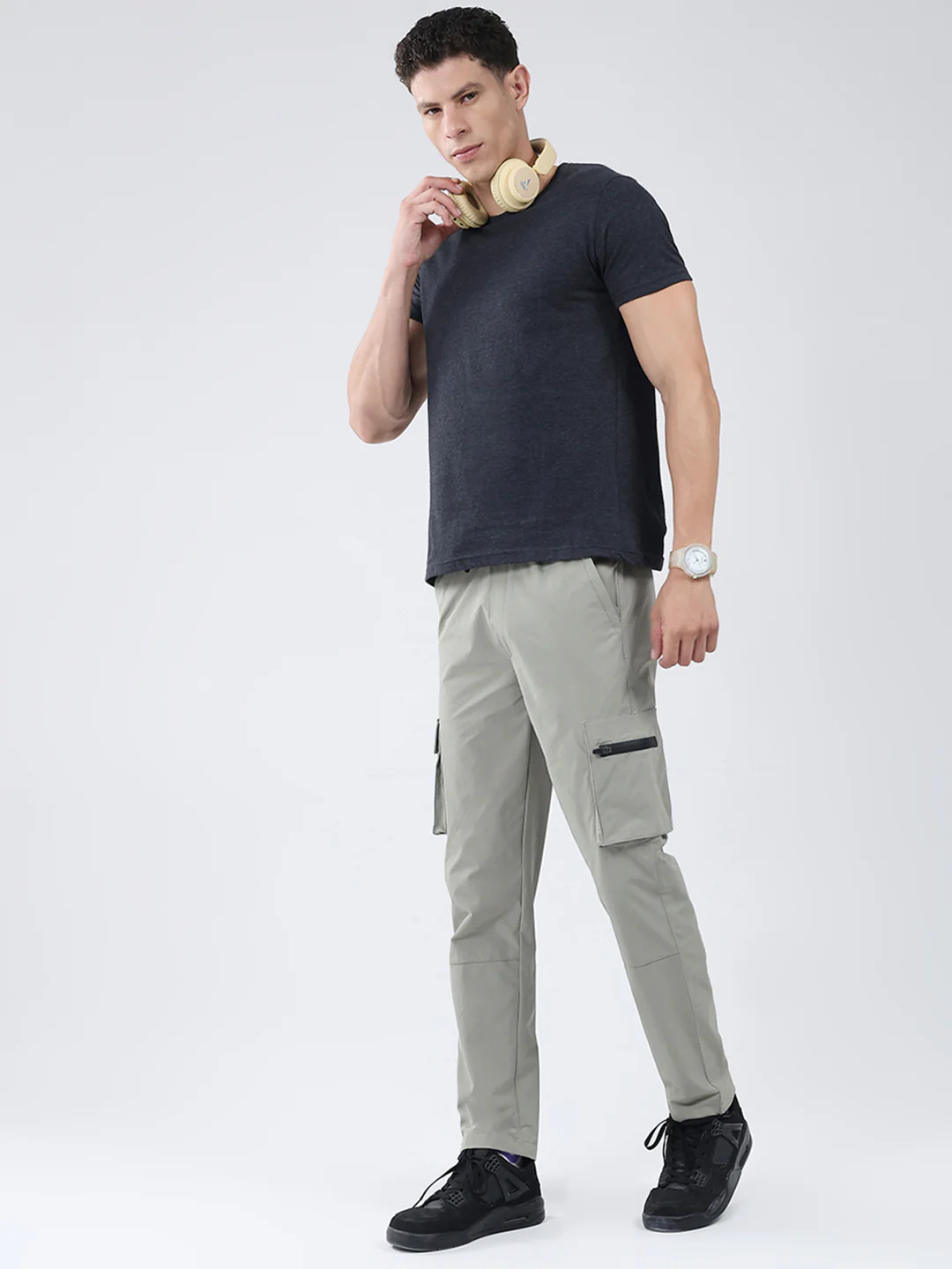 Men Beige Solid Regular Fit Winter Lower - Image 2