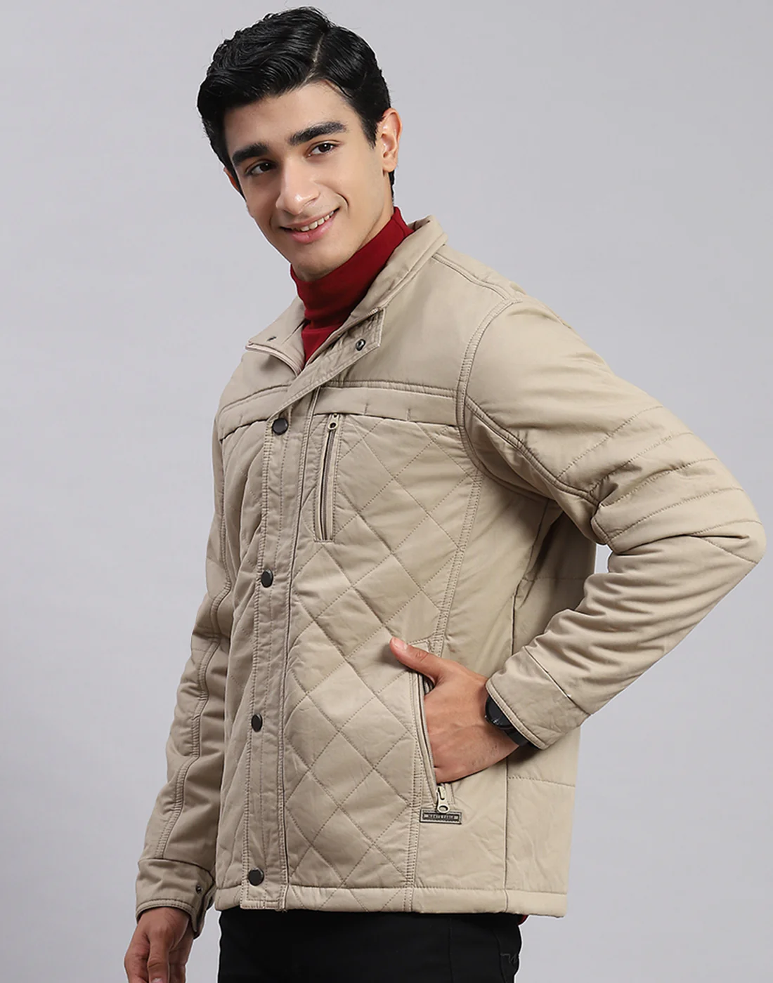 Men Beige Solid Spread Collar Full Sleeve Jackets - Image 4