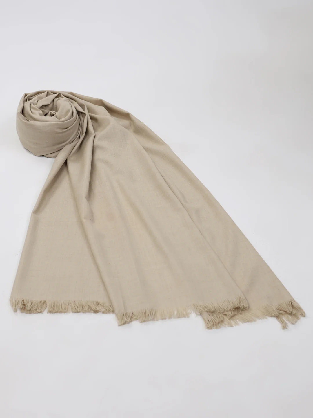 Men Beige Solid Wool Blend Lohi Shawl - Image 6