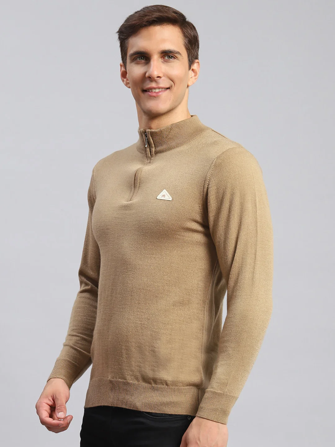 Men Beige Solid Wool blend Pullover - Image 4