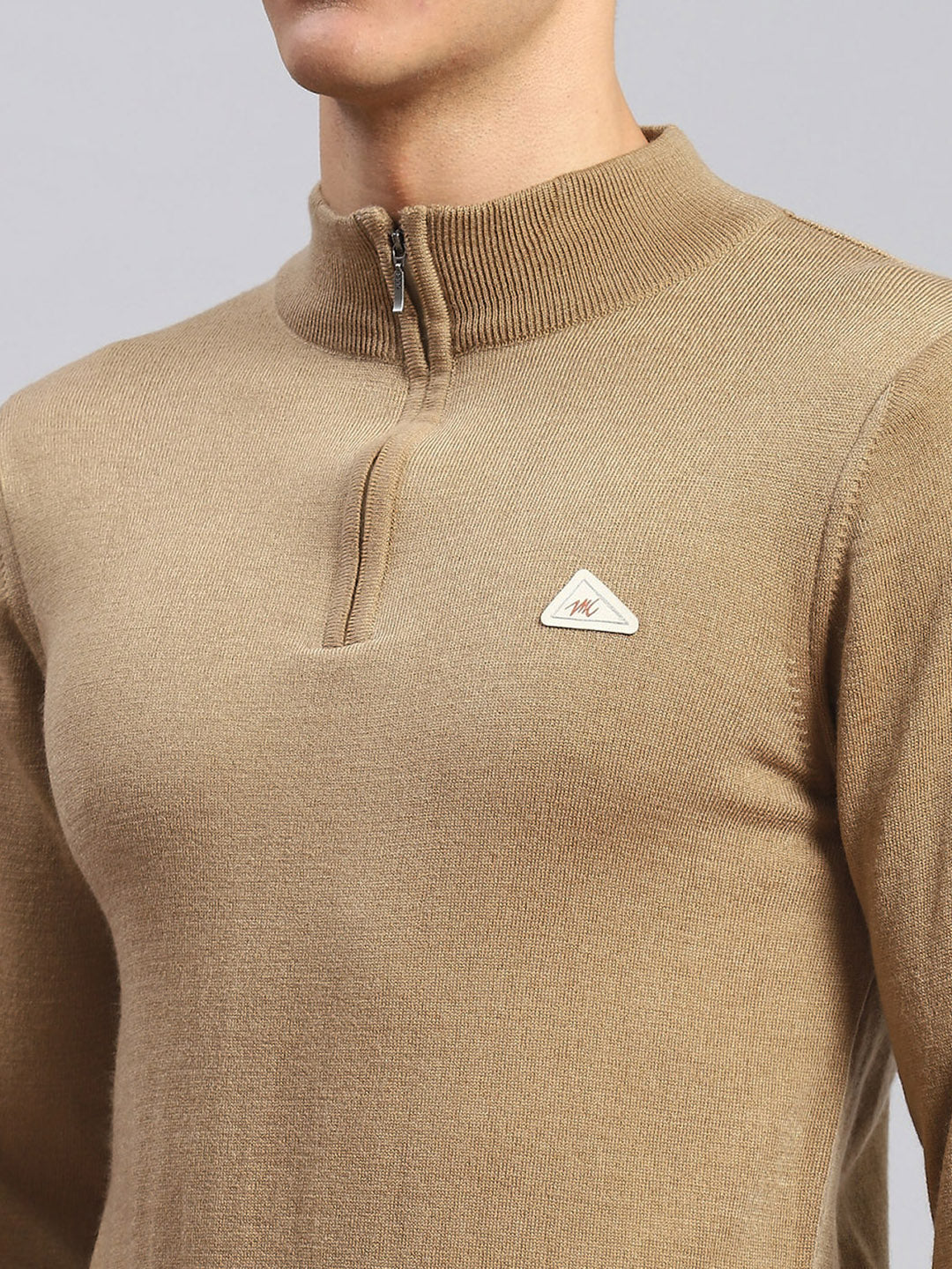 Men Beige Solid Wool blend Pullover - Image 6