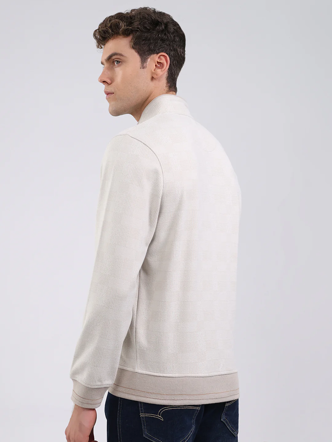 Men Beige Ultra Warm Collar Sweatshirt - Anti-Pilling Fabric - Image 5
